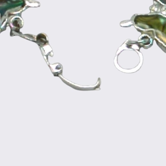 Vintage Abalone Butterfly Inlay Motif Silver-tone Delicate Link Bracelet - Picture 7 of 16